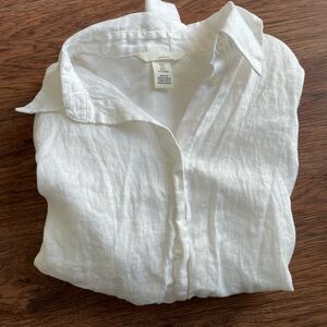 Linen button down shirt white